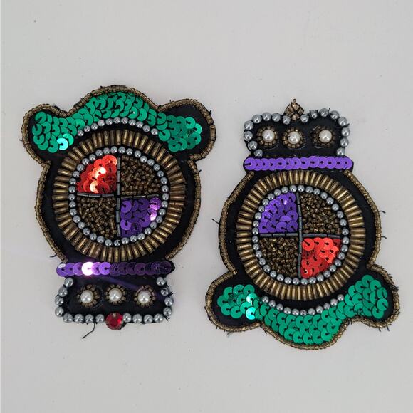 Marisa Christina Sequin Military Style Patches Shield Badge Emblem Appliques - Picture 5 of 15